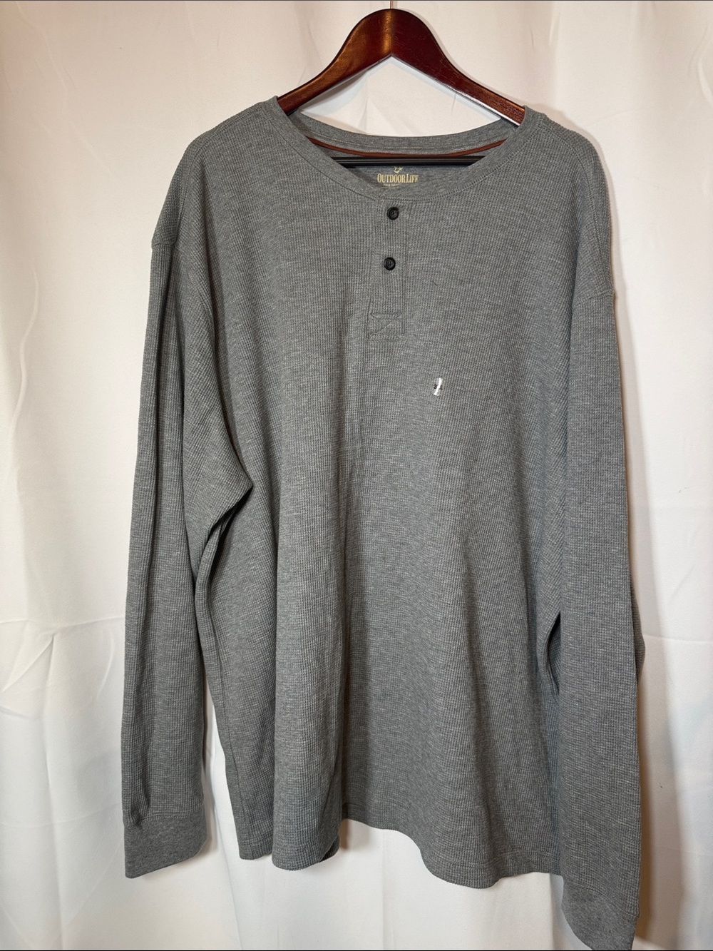 Outdoor Life Grey Waffle Henley Long-Sleeve Shirt